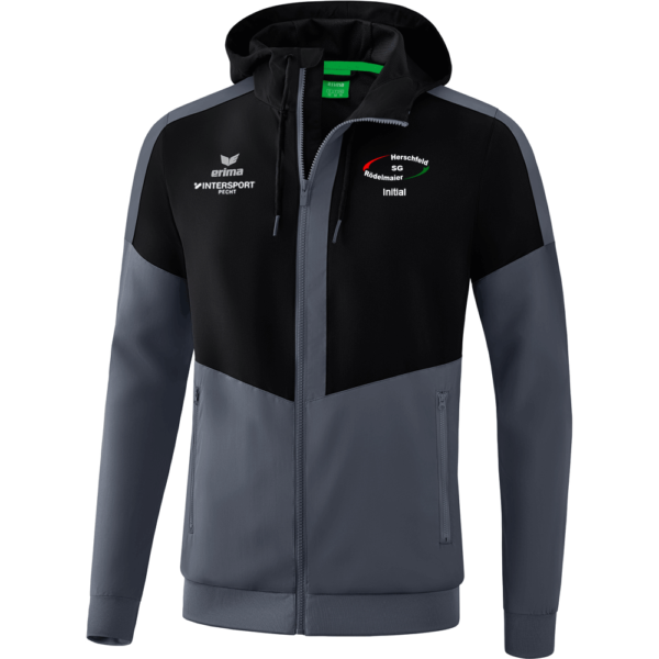 Kinder Trainingsjacke mit Kapuze Squad schwarz-grau